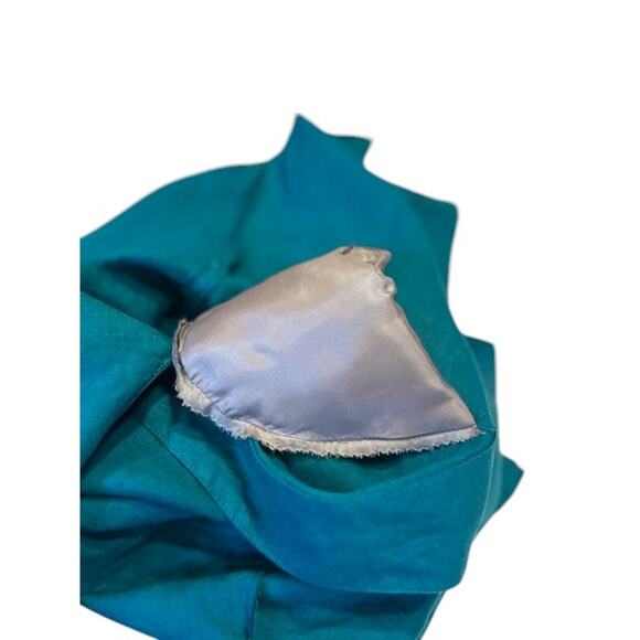 Vintage FLAX Jeanne Engelhart Emerald Linen 3/4 Sleeve Shoulder Pad Boho MEDIUM - Picture 11 of 12